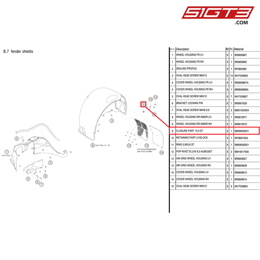 CLOSURE PART 12,0 ST - 99959009201 [PORSCHE 992.1 GT3 R]