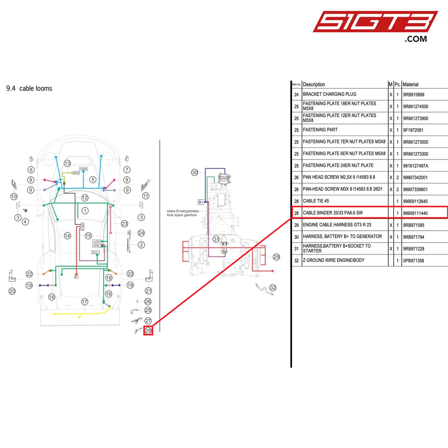 CABLE BINDER 33/33 PA6.6 SW - 99959111440 [PORSCHE 992.1 GT3 R]