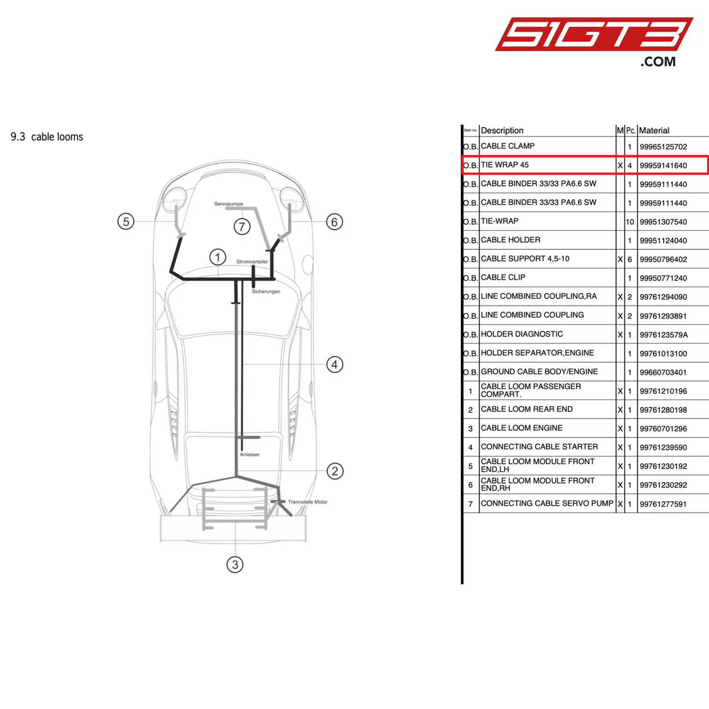 TIE WRAP 45 - 99959141640 [PORSCHE 997.2 GT3 Cup]