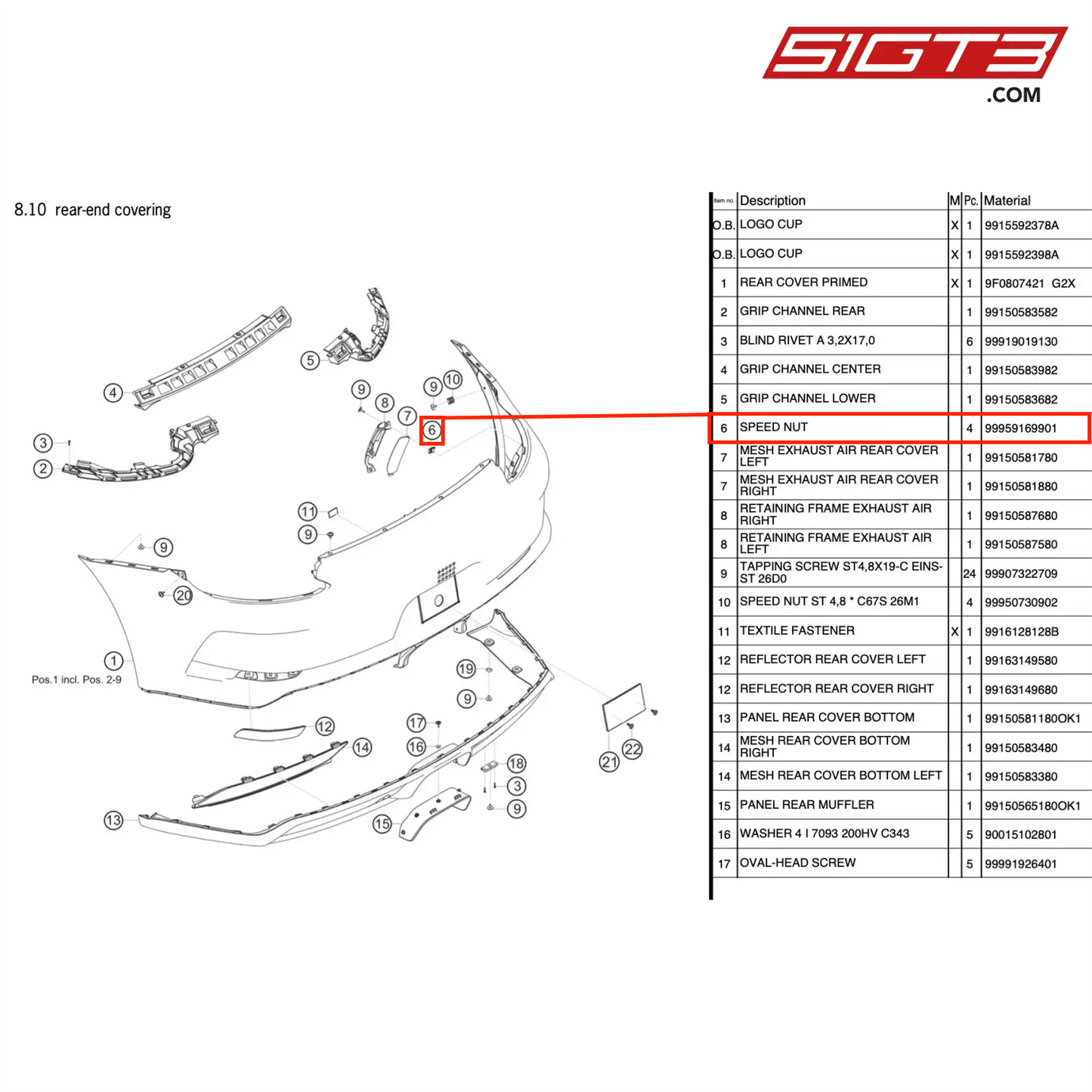 SHEET NUT ST 4,8 - 99959169901 [PORSCHE 991.2 GT3 Cup]