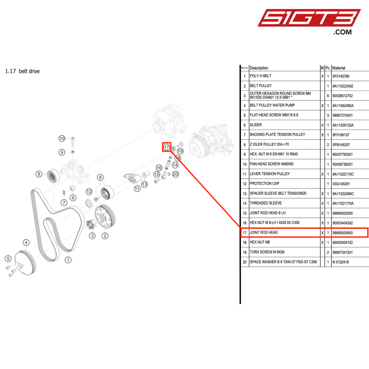 JOINT ROD HEAD - 99959300900 [PORSCHE 911 GT3 R Type 991 (GEN 2)]