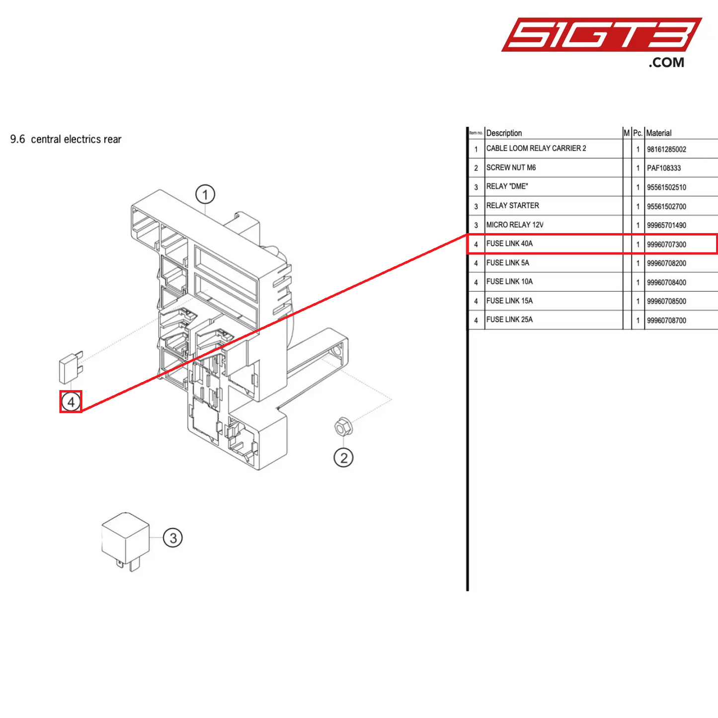 FUSE LINK 40A - 99960707300 [PORSCHE 718 Cayman GT4 Clubsport]