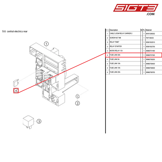 FUSE LINK 40A - 99960707300 [PORSCHE 718 Cayman GT4 Clubsport]