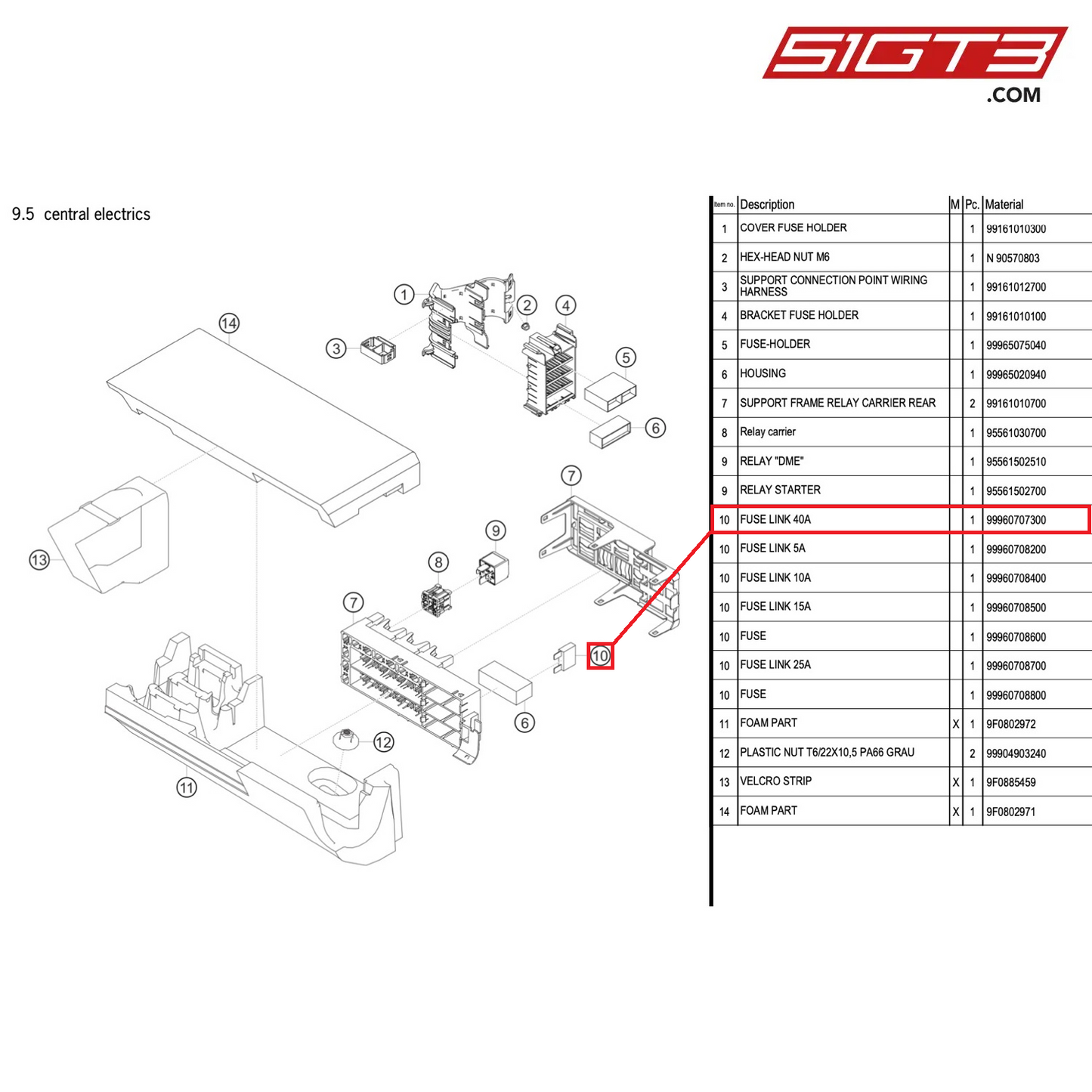 FUSE LINK 40A - 99960707300 [PORSCHE 911 GT2 RS Clubsport]