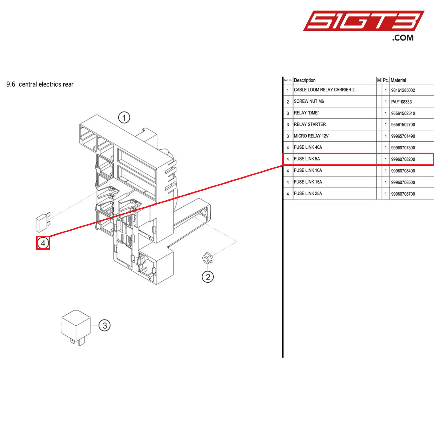 FUSE LINK 5A - 99960708200 [PORSCHE 718 Cayman GT4 RS Clubsport]