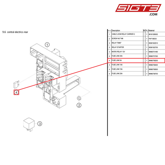 FUSE LINK 5A - 99960708200 [PORSCHE 718 Cayman GT4 RS Clubsport]