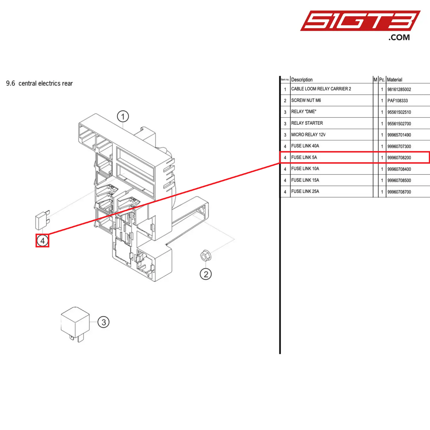 FUSE LINK 5A - 99960708200 [PORSCHE 718 Cayman GT4 Clubsport]