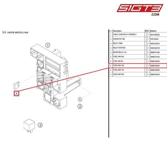 FUSE LINK 10A - 99960708400 [PORSCHE 718 Cayman GT4 Clubsport]