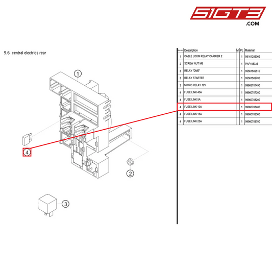 FUSE LINK 10A - 99960708400 [PORSCHE 718 Cayman GT4 RS Clubsport]