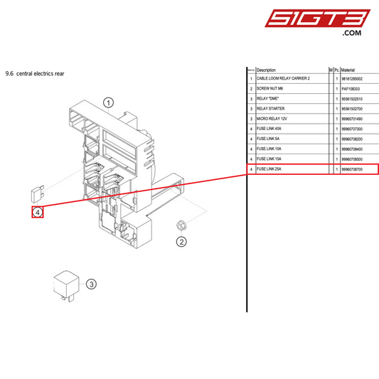 FUSE LINK 25A - 99960708700 [PORSCHE 718 Cayman GT4 RS Clubsport]