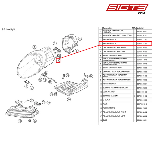 HALOGEN BULB 65W - 99963114390 [PORSCHE 997.2 GT3 Cup]