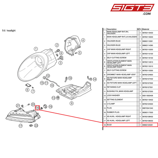 BULB - 99963125391 [PORSCHE 997.2 GT3 Cup]