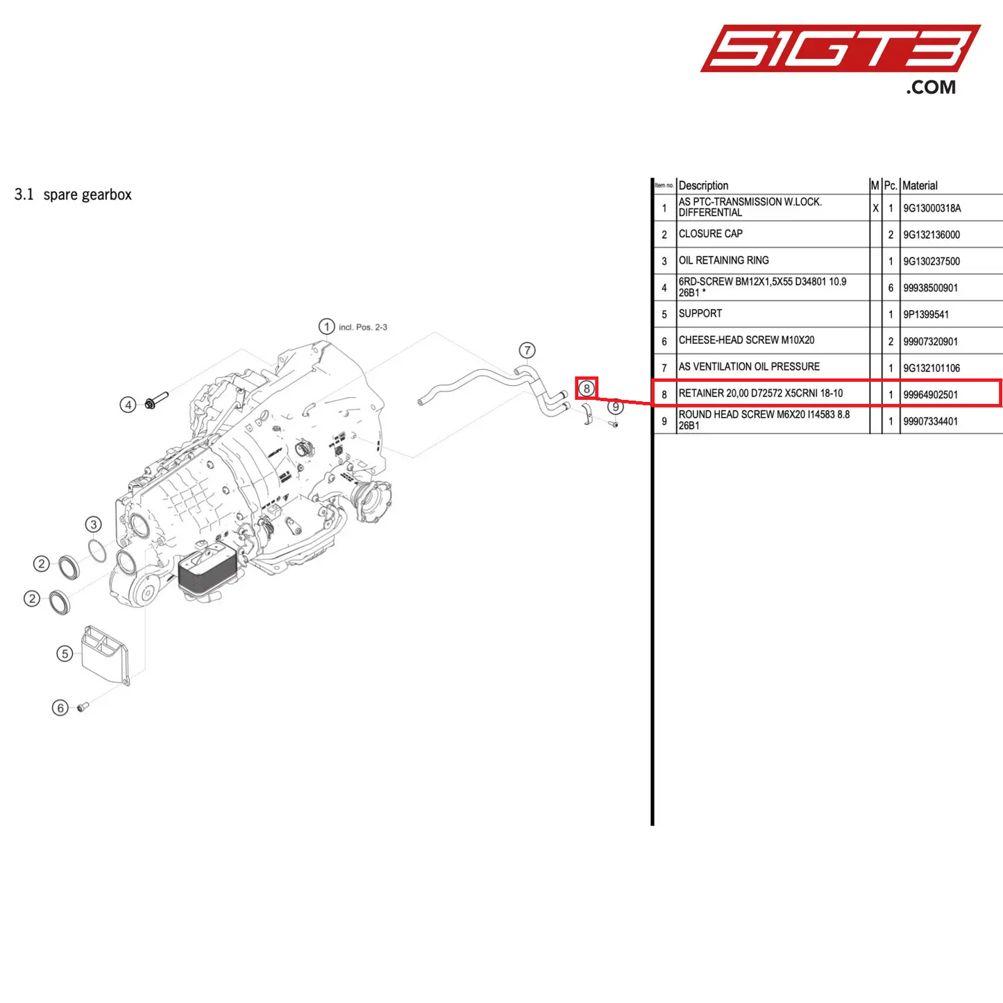 RETAINER 20,00 D72572 X5CRNI 18-10 - 99964902501 [PORSCHE 911 GT2 RS Clubsport]