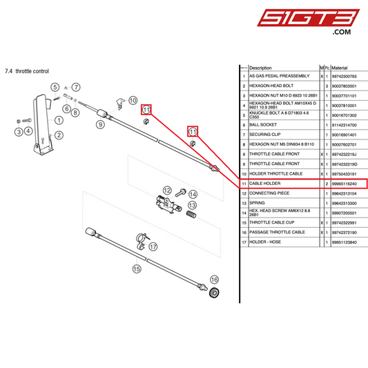 CABLE HOLDER - 99965116240 [PORSCHE 997.2 GT3 Cup]