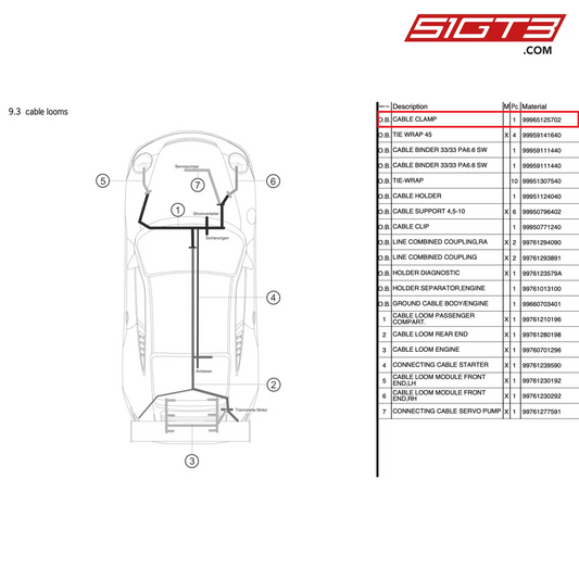 CABLE CLAMP - 99965125702 [PORSCHE 997.2 GT3 Cup]