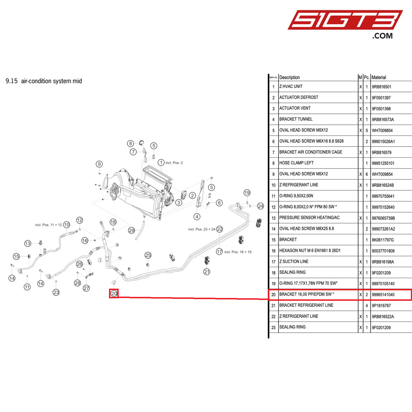 BRACKET 16,00 PP/EPDM SW * - 99965141040 [PORSCHE 992.1 GT3 R]