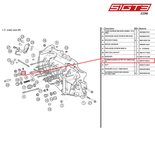 O-RING 8,00X2,0 N*PN 707 2/MVQ 60 RT - 99970100641 [PORSCHE 997.2 GT3 Cup]