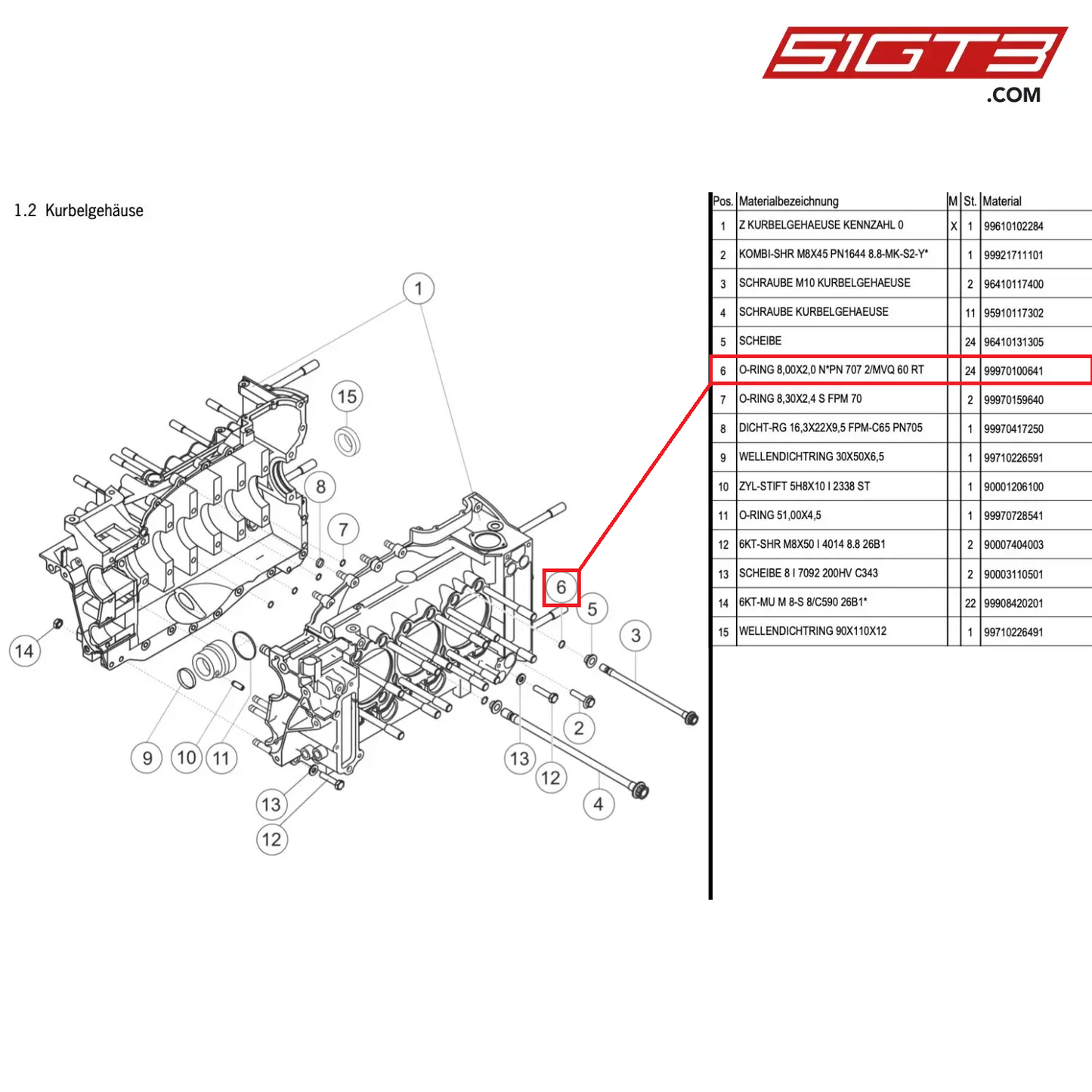 O-RING 8,00X2,0 N*PN 707 2/MVQ 60 RT - 99970100641 [PORSCHE 997.1 GT3 R]