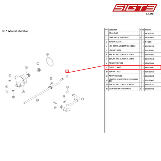 O-RING 11,50x1,5 - 99970143940 [PORSCHE 996 GT3 Cup]