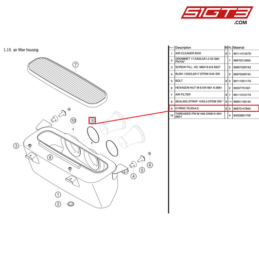 O-RING 76,00x4,0 - 99970147840 [PORSCHE 991.1 GT3 R]