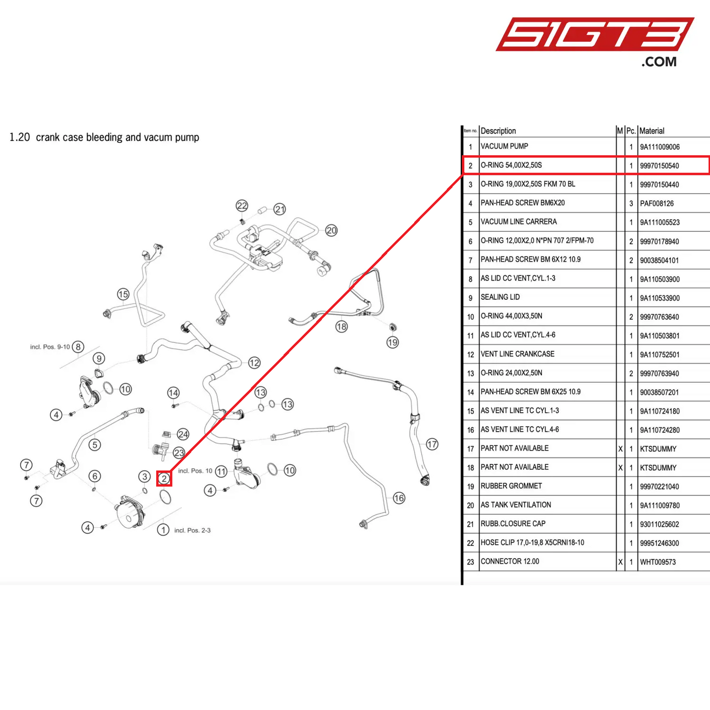 O-RING 54,00X2,50S - 99970150540 [PORSCHE 911 GT2 RS Clubsport]