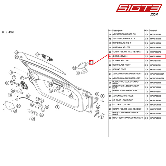 O-RING 4,00x1,5 N - 99970184940 [PORSCHE 997.2 GT3 Cup]