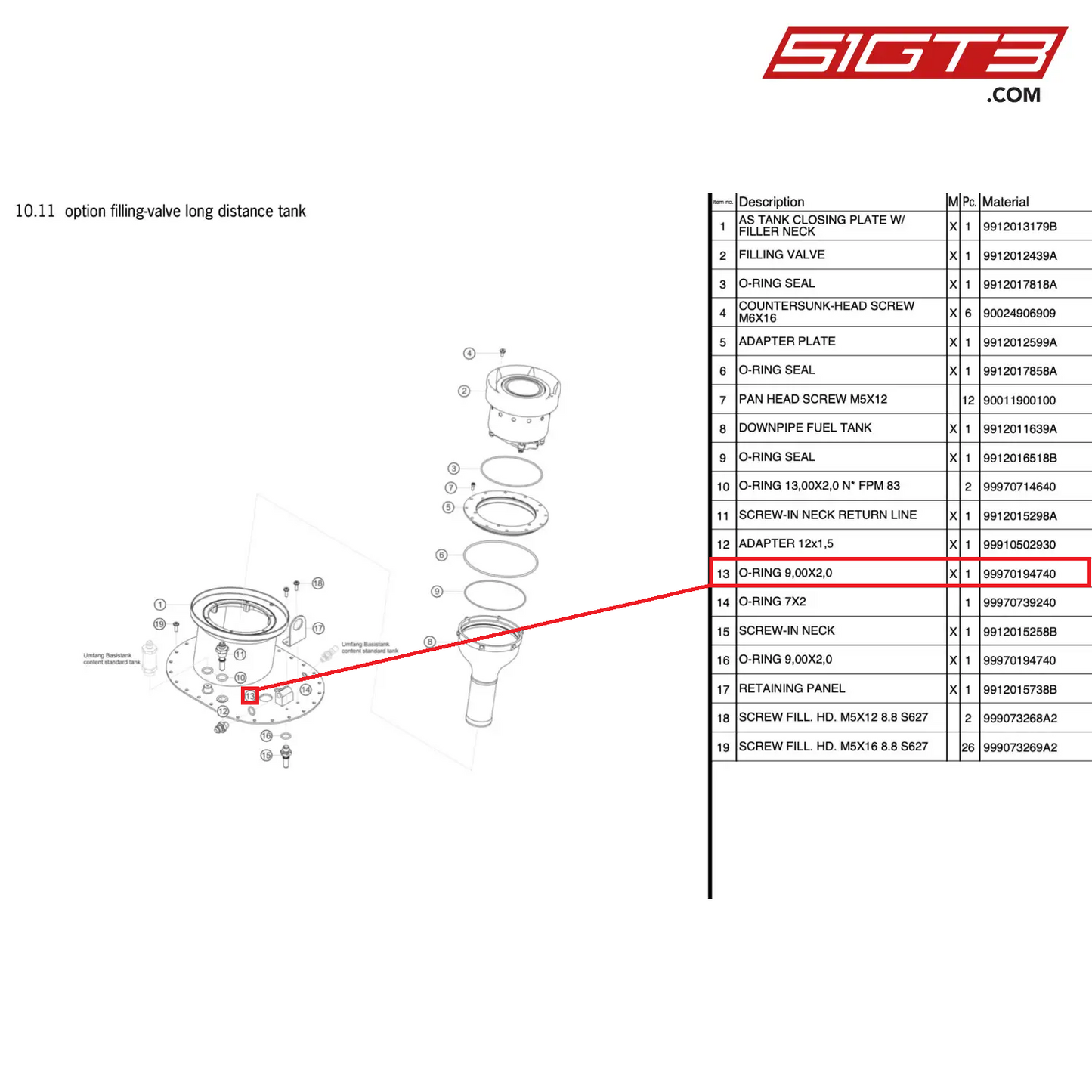 O-RING 9,00X2,0 - 99970194740 [PORSCHE 911 GT3 Cup Type 991 (GEN 2)]