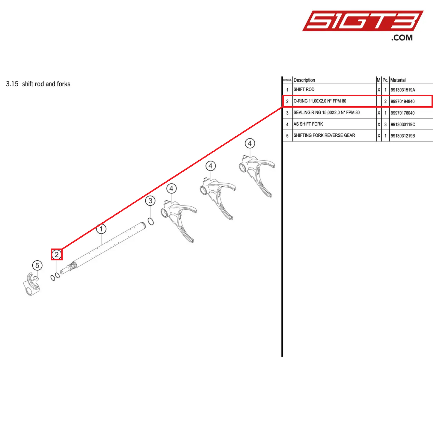 O-RING 11,00X2,0 N* FPM 80 - 99970194840 [PORSCHE 911 GT3 R Type 991 (GEN 2)]