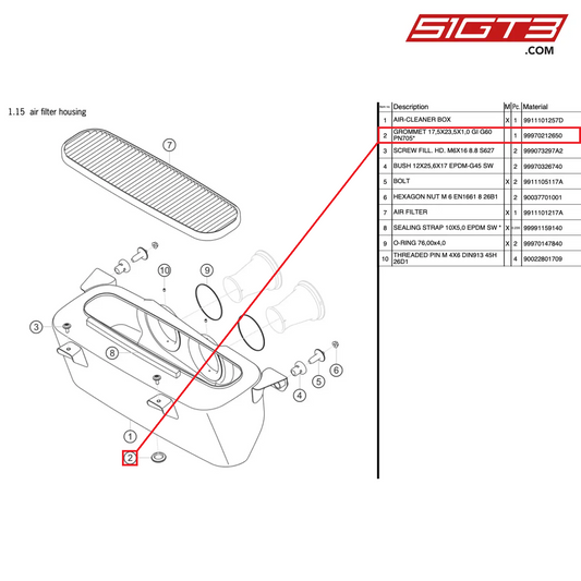 GROMMET 17,5X23,5X1,0 GI G60 PN705* - 99970212650 [PORSCHE 991.1 GT3 R]