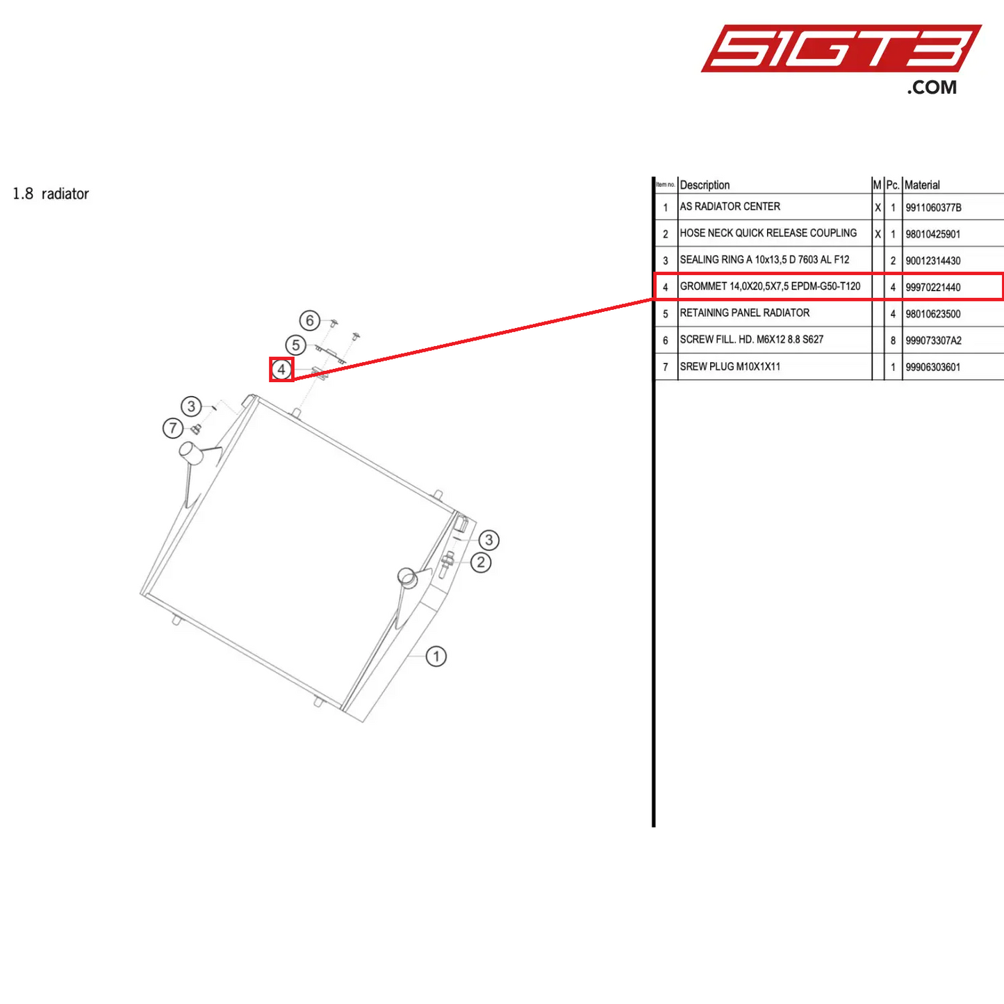 GROMMET 14,0X20,5X7,5 EPDM-G50-T120 - 99970221440 [PORSCHE 911 GT3 R Type 991 (GEN 2)]