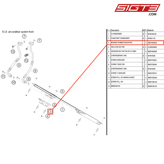 WIBRACYJNE MOCOWANIE GUMOWE - 99970326400 [PORSCHE 991.2 GT3 R]