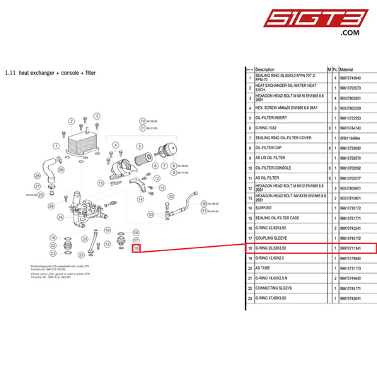 O-RING 20,22X3,53 - 99970711341 [PORSCHE 996 GT3 Cup]