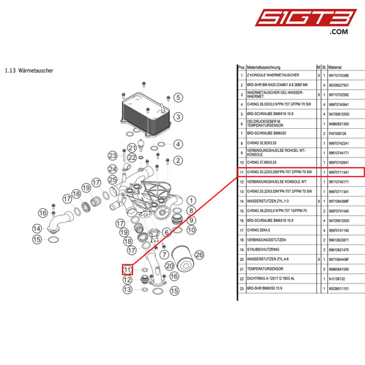 O-RING 20,22X3,53 - 99970711341 [PORSCHE 997.1 GT3 R]