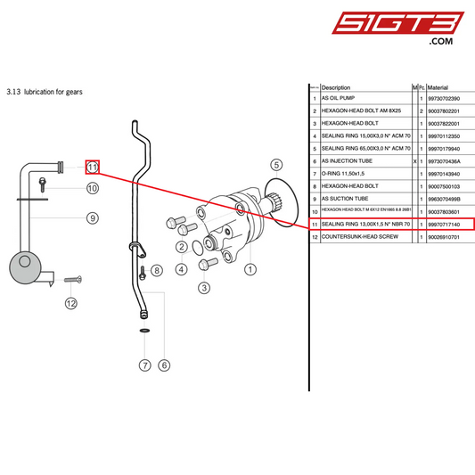 SEALING RING 13,00X1,5 N* NBR 70 - 99970717140 [PORSCHE 997.2 GT3 Cup]