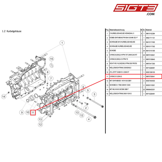 SEALING RING 51,00X4,5 - 99970728541 [PORSCHE 997.1 GT3 R]