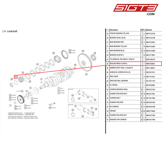 SEALING RING 51,00X4,5 - 99970728541 [PORSCHE 996 GT3 Cup]