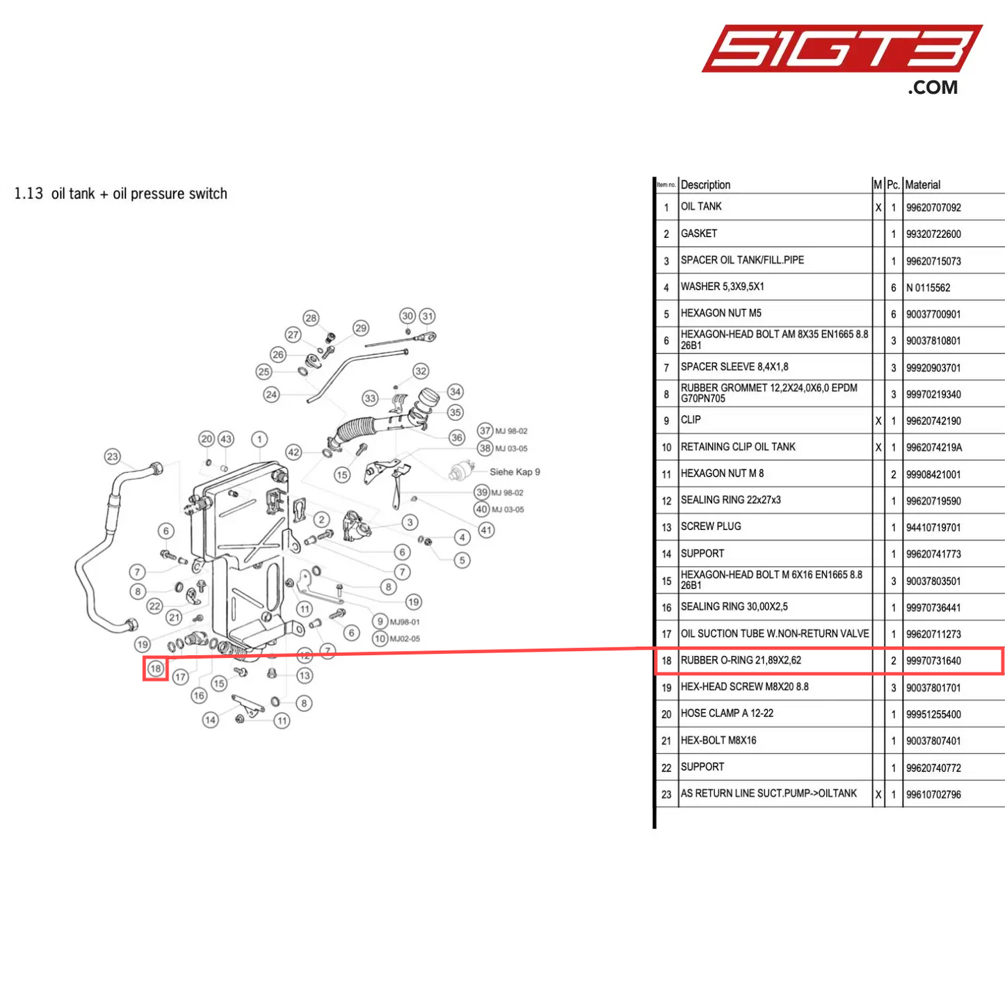 RUBBER O-RING 21,89X2,62 - 99970731640 [PORSCHE 996 GT3 Cup]