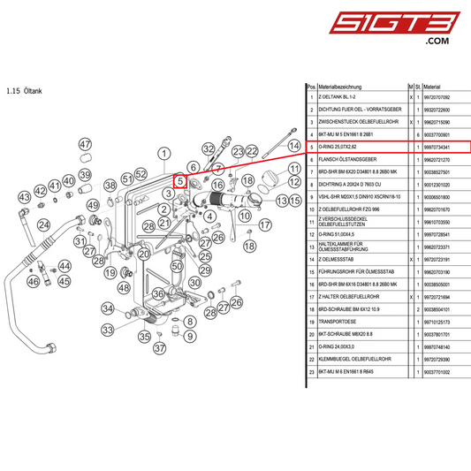 O-RING 25,07X2,62 - 99970734341 [PORSCHE 997.1 GT3 R]