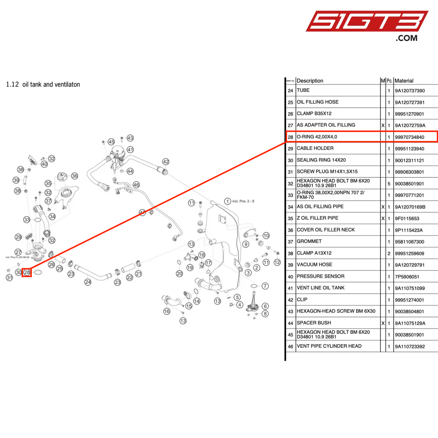 O-RING 42,00X4,0 - 99970734840 [PORSCHE 991.2 GT3 Cup]