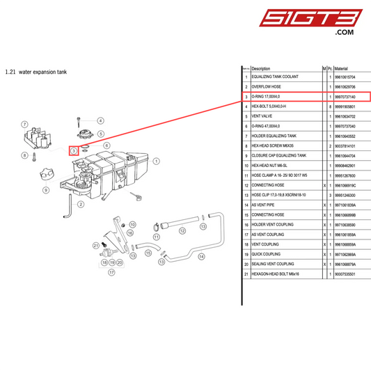 O-RING 17,00X4,0 - 99970737140 [PORSCHE 996 GT3 Cup]