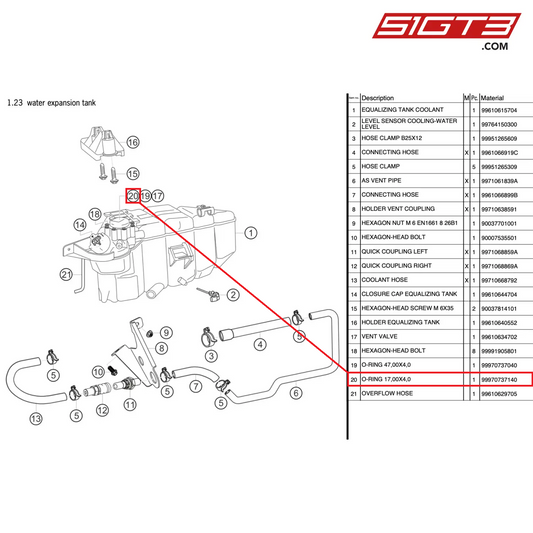 O-RING 17,00X4,0 - 99970737140 [PORSCHE 997.2 GT3 Cup]