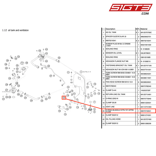 O-RING 26,00X3,0 N*PN 707 2/FPM 70 SW - 99970740941 [PORSCHE 911 GT3 Cup Type 991 (GEN 2)]