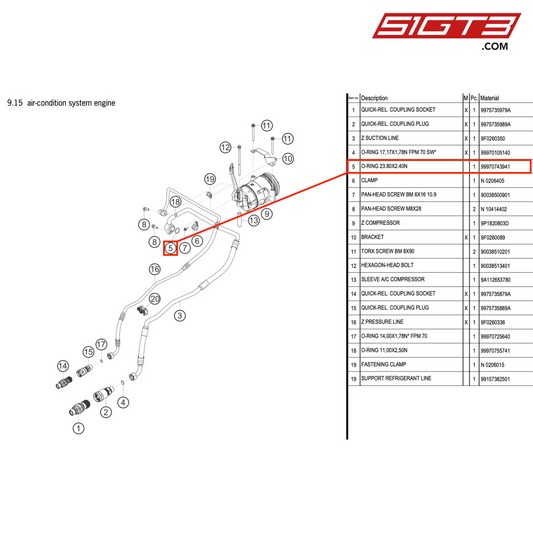 O-RING 23.80X2.40N - 99970743941 [PORSCHE 991.2 GT3 R]