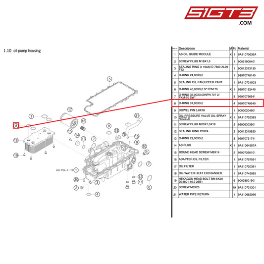 O-RING 31,00X3,0 - 99970749540 [PORSCHE 991.2 GT3 Cup]