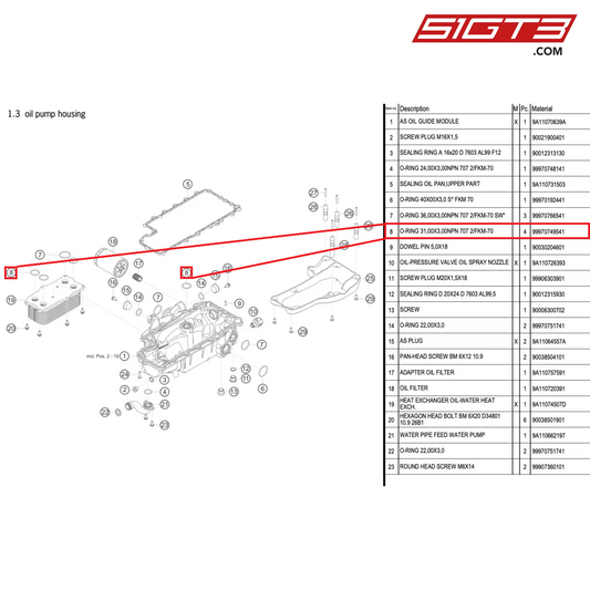 O-RING 31,00X3,00NPN 707 2/FKM-70 - 99970749541 [PORSCHE 911 GT3 R Type 991 (GEN 2)]