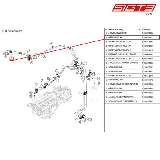 O-RING 11,00X2,50N - 99970755741 [PORSCHE Cayman 981 GT4 Clubsport]