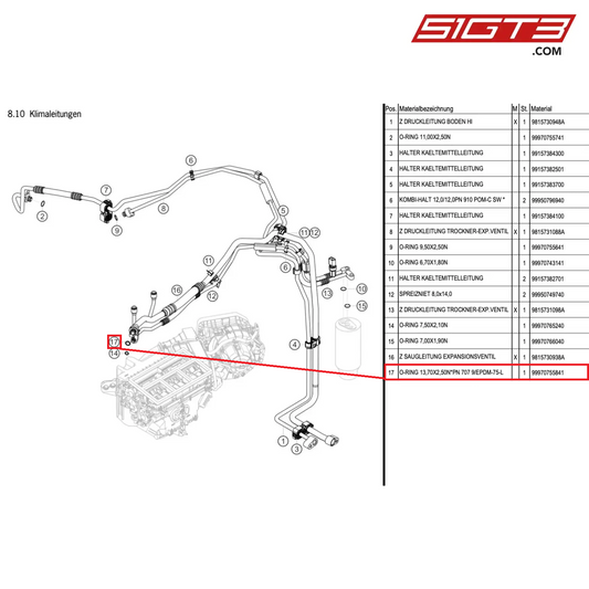 O-RING - 99970755841 [PORSCHE Cayman 981 GT4 Clubsport]