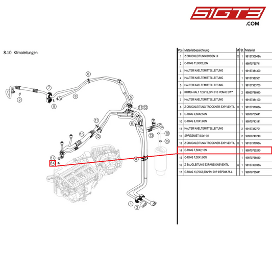 O-RING 7,50X2,10N - 99970765240 [PORSCHE Cayman 981 GT4 Clubsport]