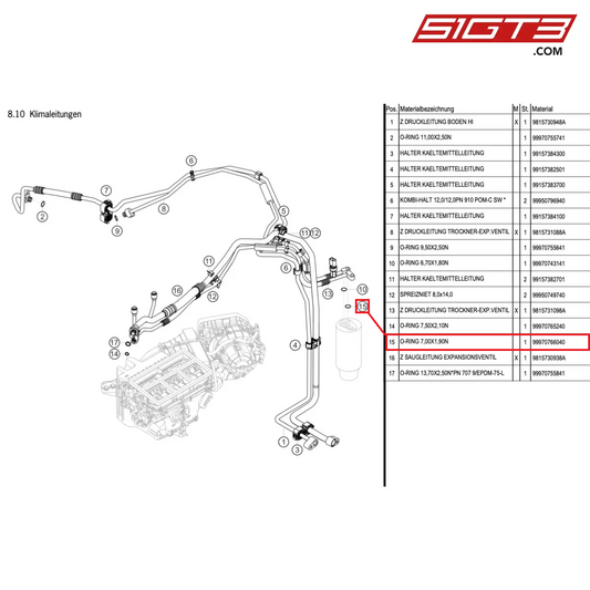 O-RING 7,00X1,90N - 99970766040 [PORSCHE Cayman 981 GT4 Clubsport]