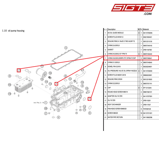 O-RING 36,00X3,00NPN 707 2/FKM-70 SW* - 99970766541 [PORSCHE 991.1 GT3 Cup (2017)]